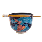 Koi Fish Design 18oz 5.25"D Bowl With Chopsticks Set