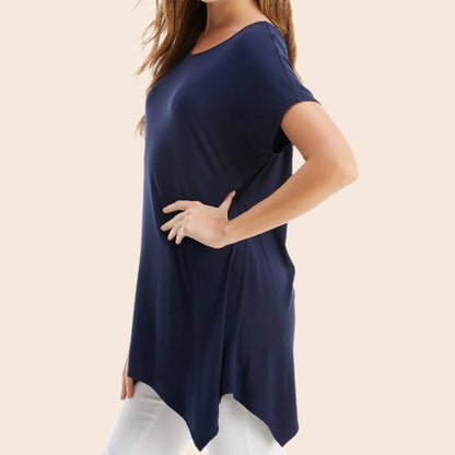 Cap Sleeve Basic Asymmetric Tunic