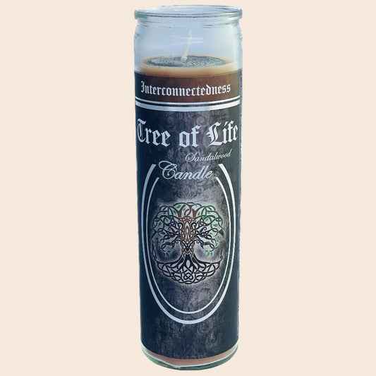 7 Day Glass Ritual Candle - Tree of Life - Sandalwood