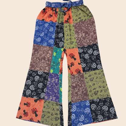 Patchwork Mushroom Palazzo Flare Pants