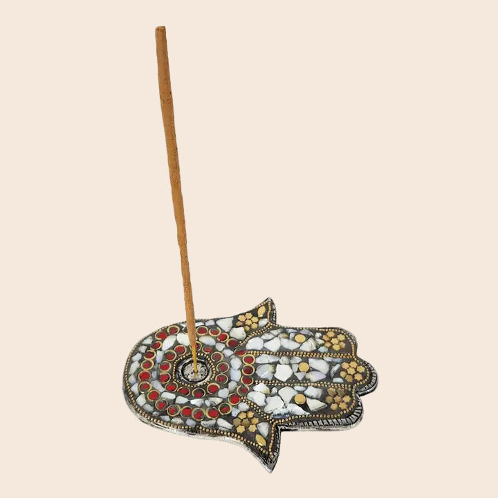 Hamsa Mosaic Multicolor Incense Holder
