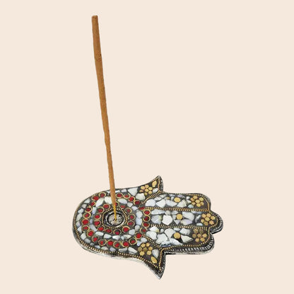 Hamsa Mosaic Multicolor Incense Holder