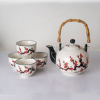 Cherry Blossoms Porcelain Tea Set – 30 oz Teapot with 4 Cups