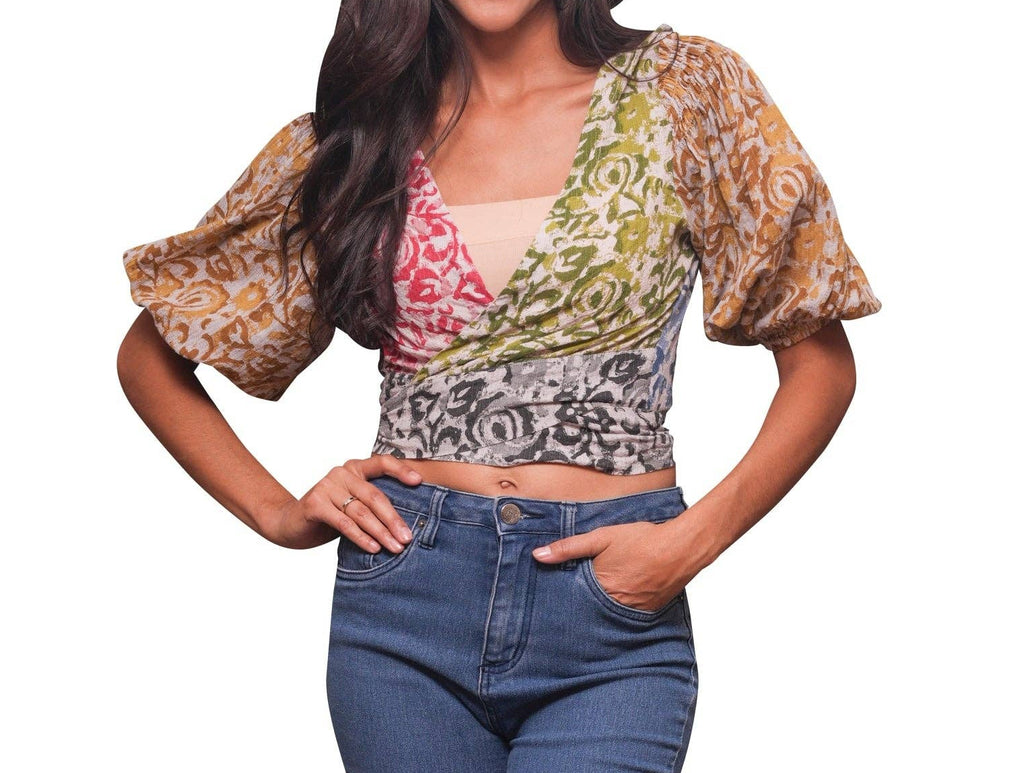 Bohemian Patchwork Wrap Top