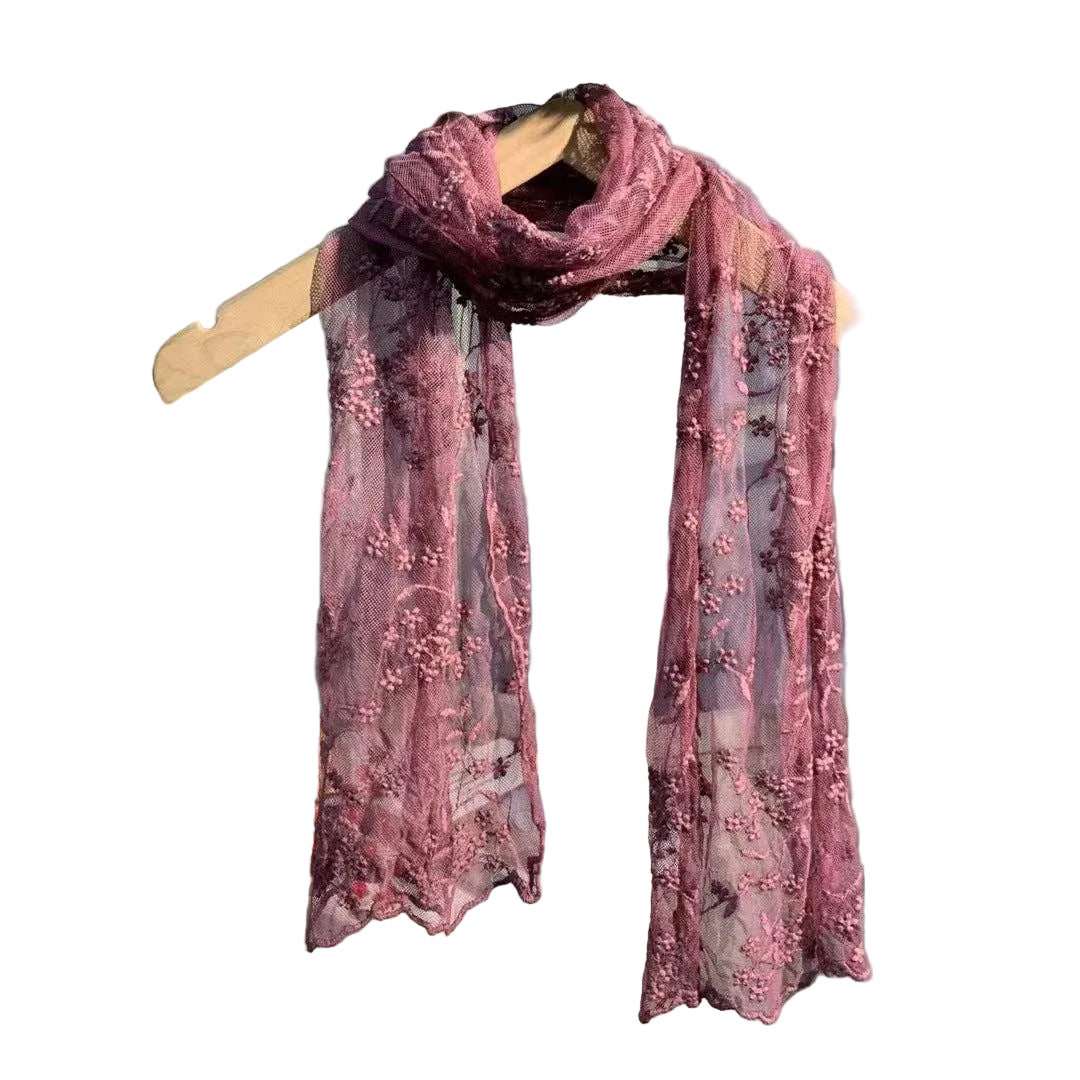 Embroidered Lace Small Shawl Scarf