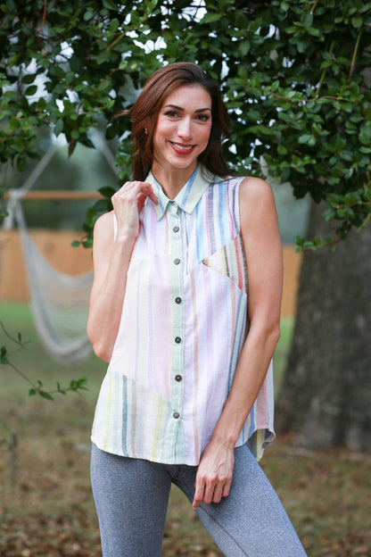 Ethereal Stripes Colored Patchwork Shirt