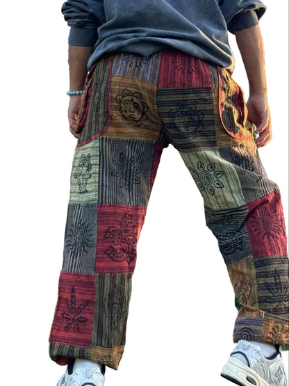 Earthy Patchwork Cargo Unisex Pants