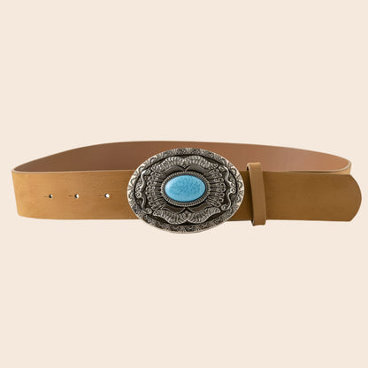 Oval Western Concho Oversized Buckle Belt