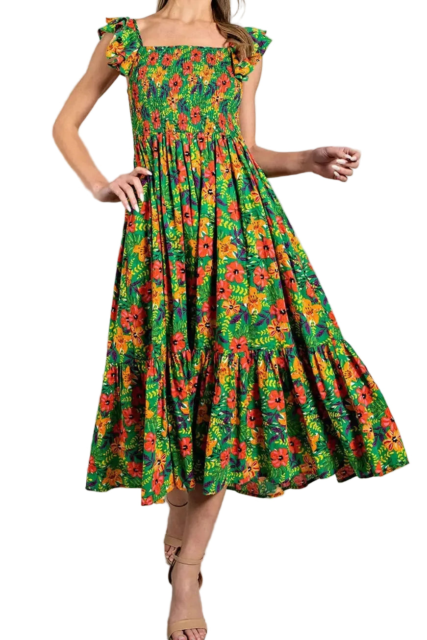 Tiered Smocked Midi Dress