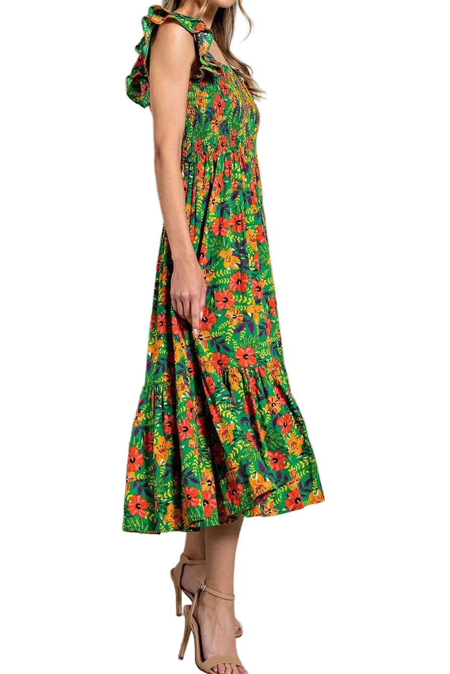Tiered Smocked Midi Dress