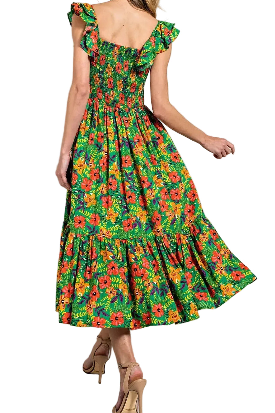 Tiered Smocked Midi Dress