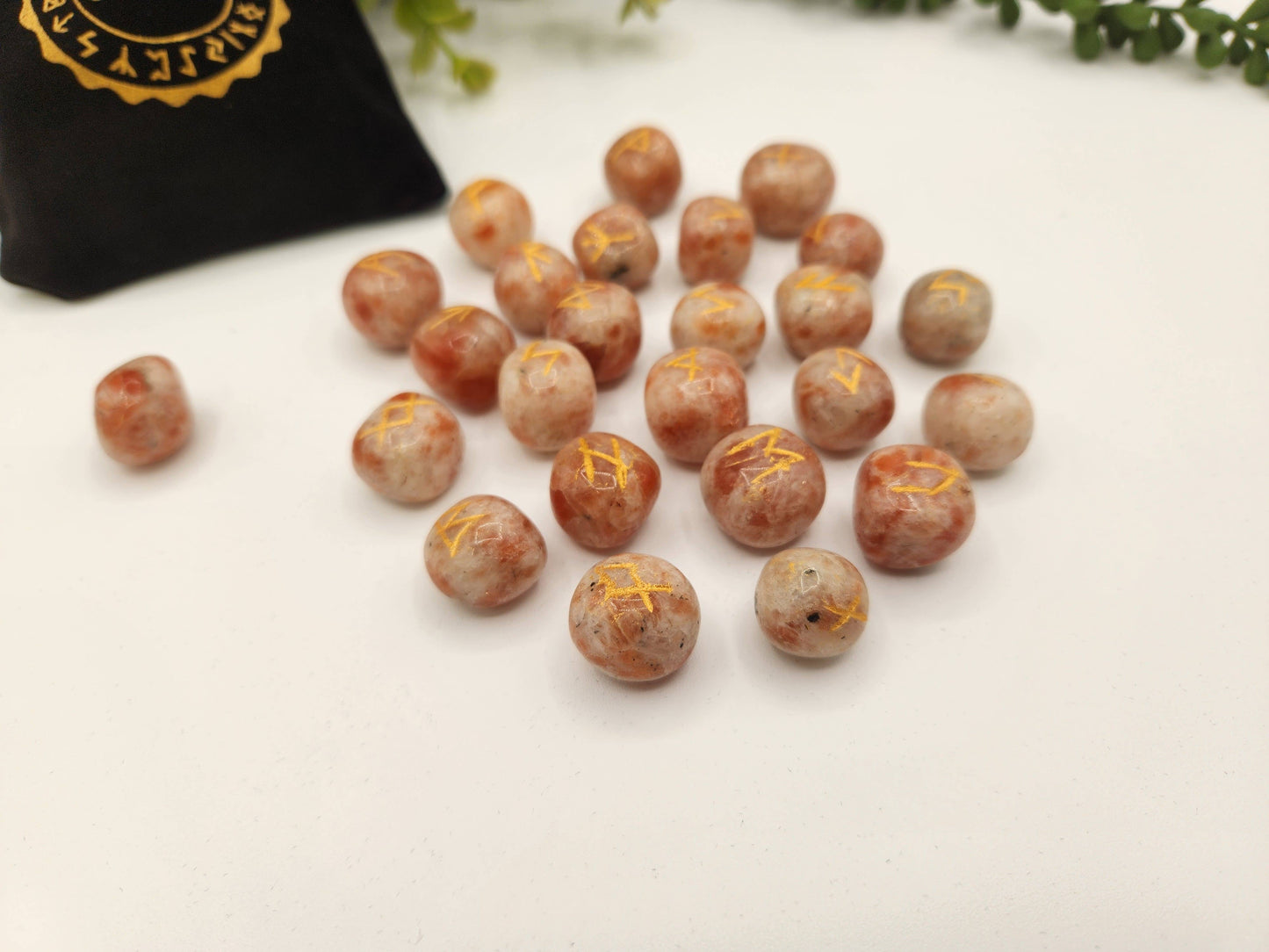 Sunstone Rune Sets with Velvet Pouch