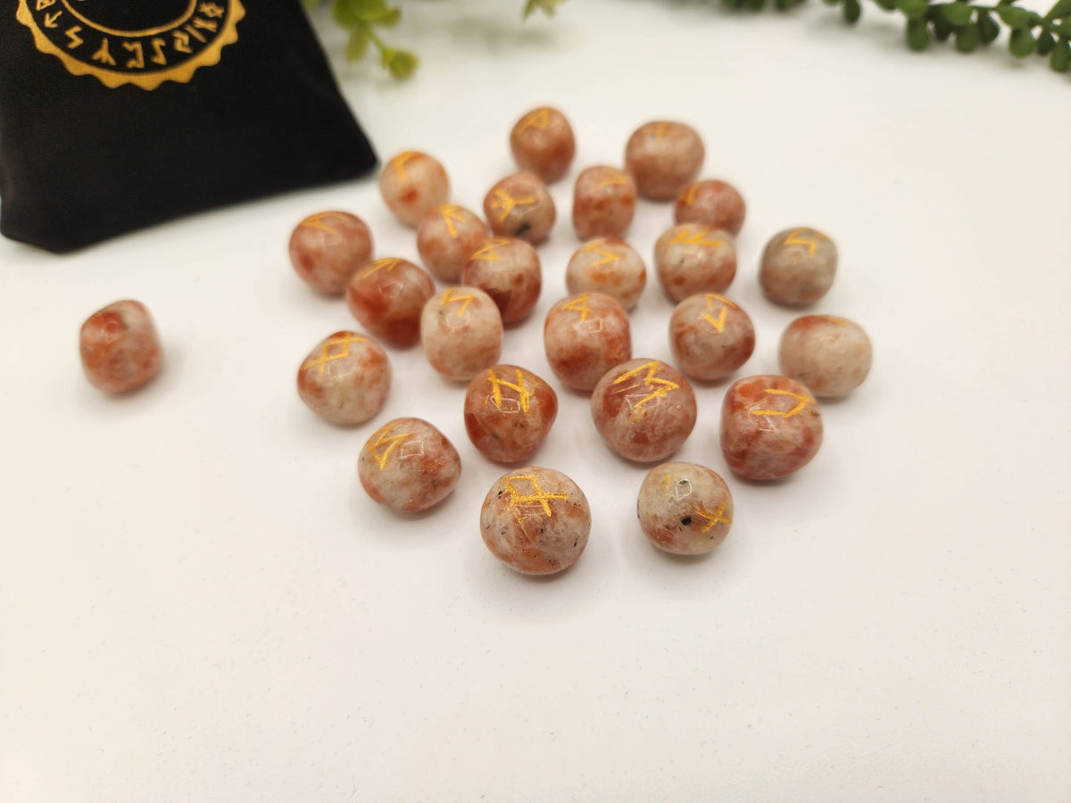 Sunstone Rune Sets with Velvet Pouch