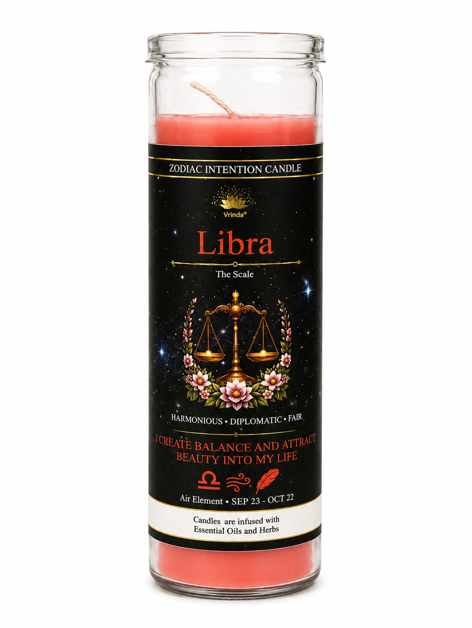 Glass Jar Candle Scented - Libra: The Scales