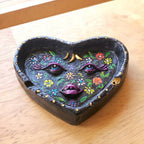Heart Shaped Floral Face Flat Ashtray