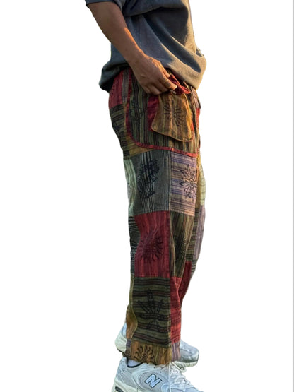 Earthy Patchwork Cargo Unisex Pants