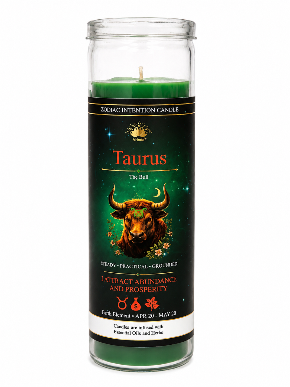 Glass Jar Candle Scented - Taurus: The Bull