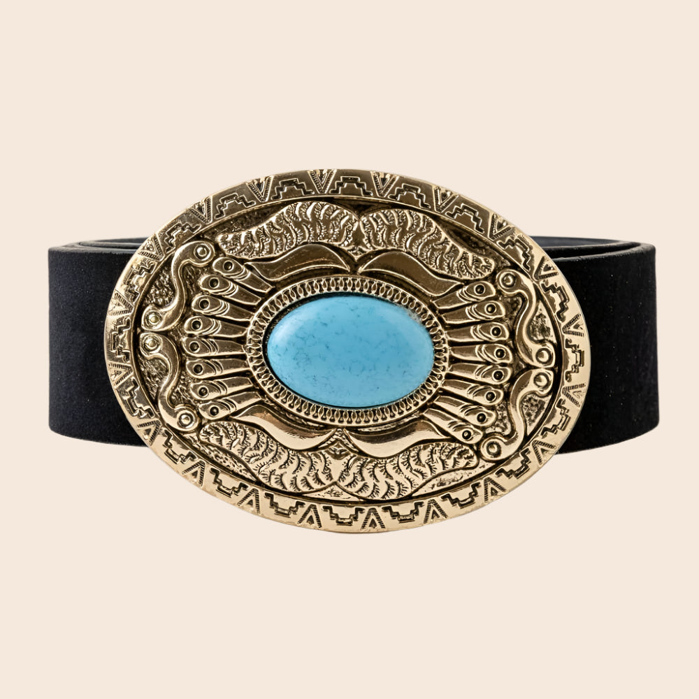 Oval Western Concho Oversized Buckle Belt