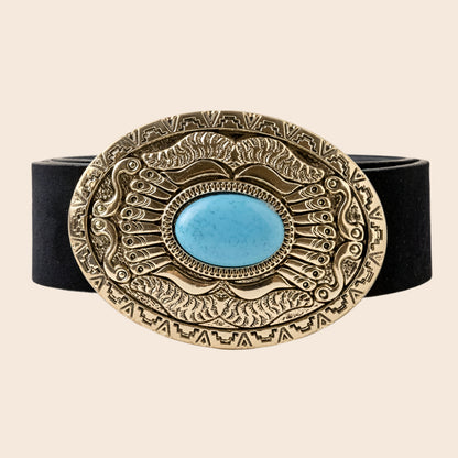 Oval Western Concho Oversized Buckle Belt