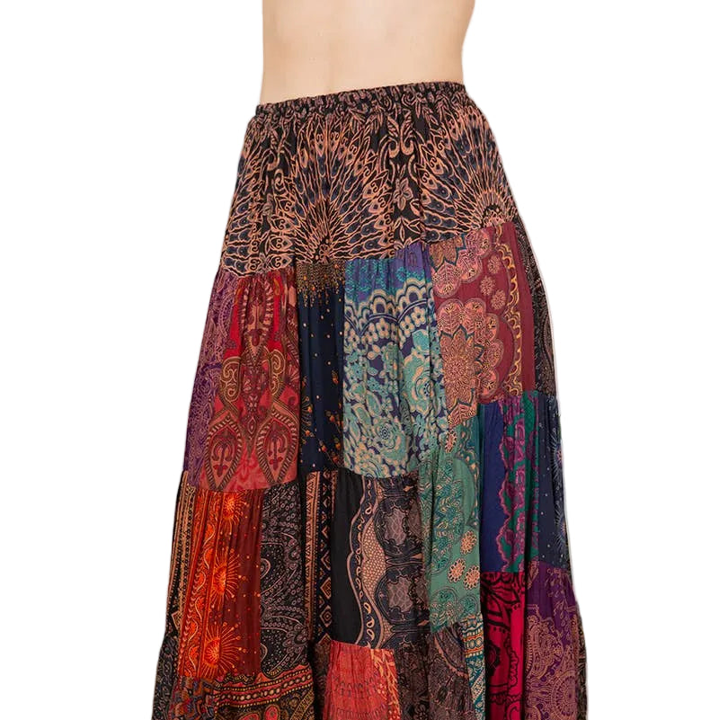 Long Rayon Patchwork Skirt