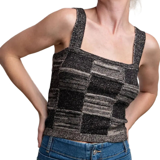 Two Tone Checker Print Tank Top