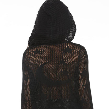 Celestial Lacy Cropped Zip Hoodie