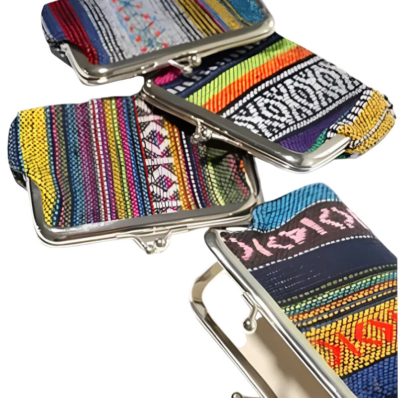Baja Tribal Woven Kiss-Lock Closure Coin Purse Bag