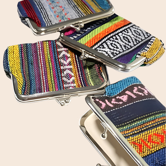 Baja Tribal Woven Kiss-Lock Closure Coin Purse Bag