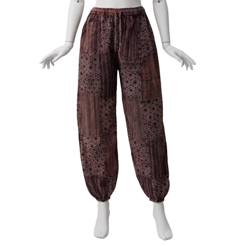 Patchwork Geometric Print Harem Pants