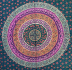 Green Floral Mandala Tapestry Wall Decor Beach Throw 80X50 Inches