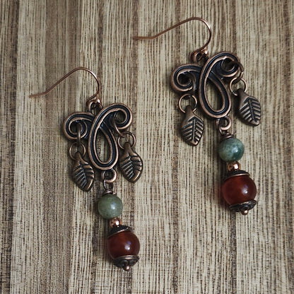 Indian Agate and Carnelian Earrings