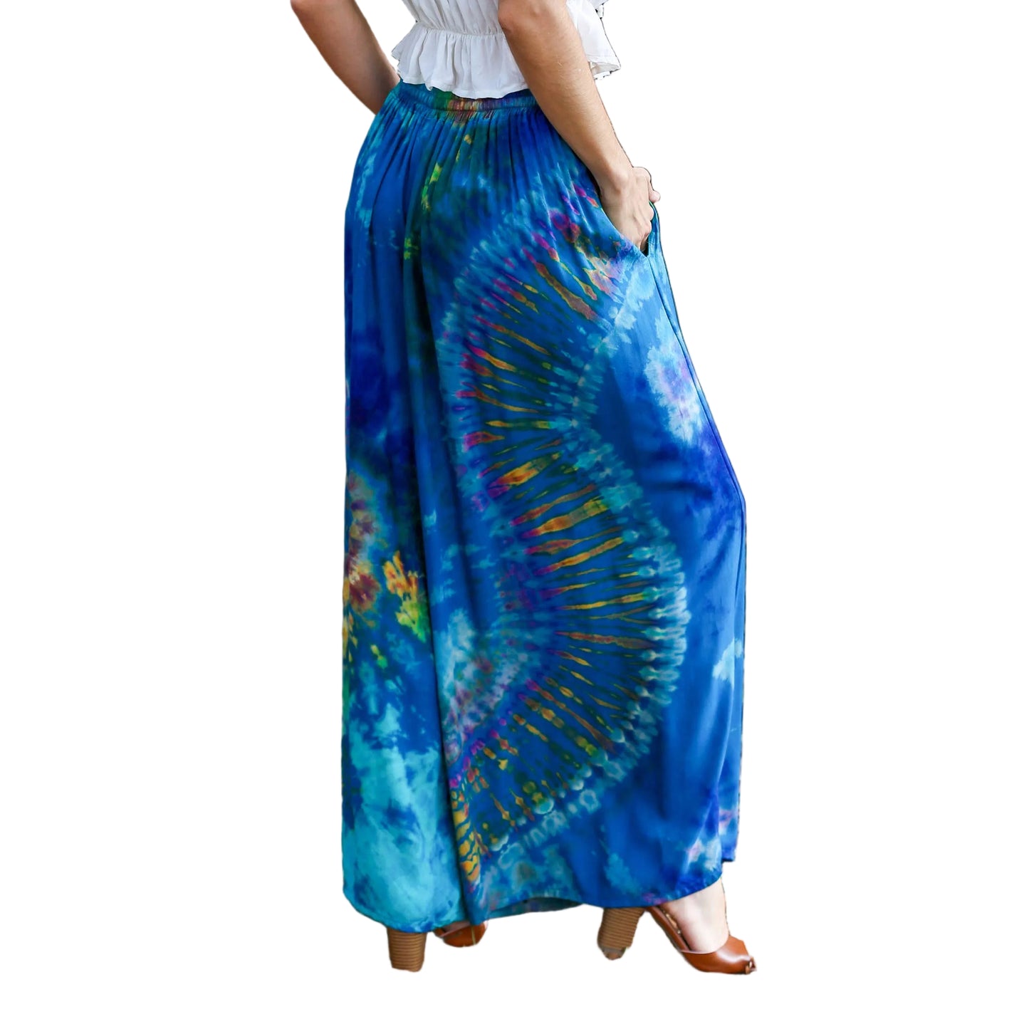 Teal Tie-Dye Palazzo Pants