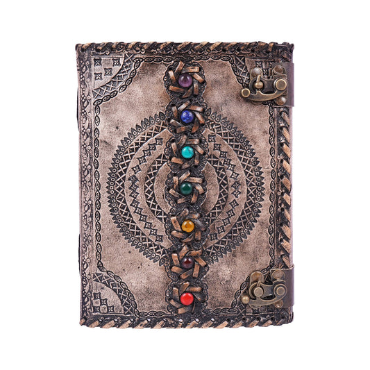 Antique Embossed Chakra Stones Leather Journal 6x8 Inches