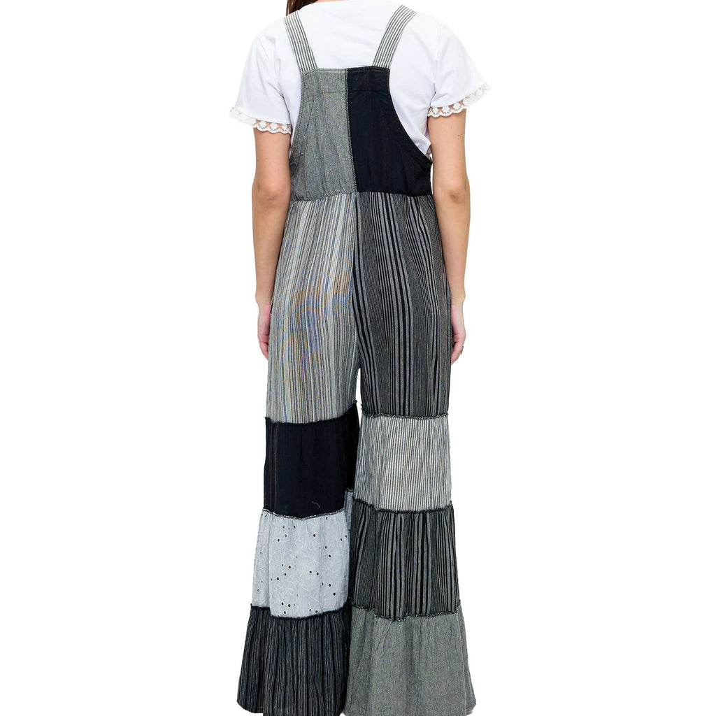 Boho Overall Striped Patchwork