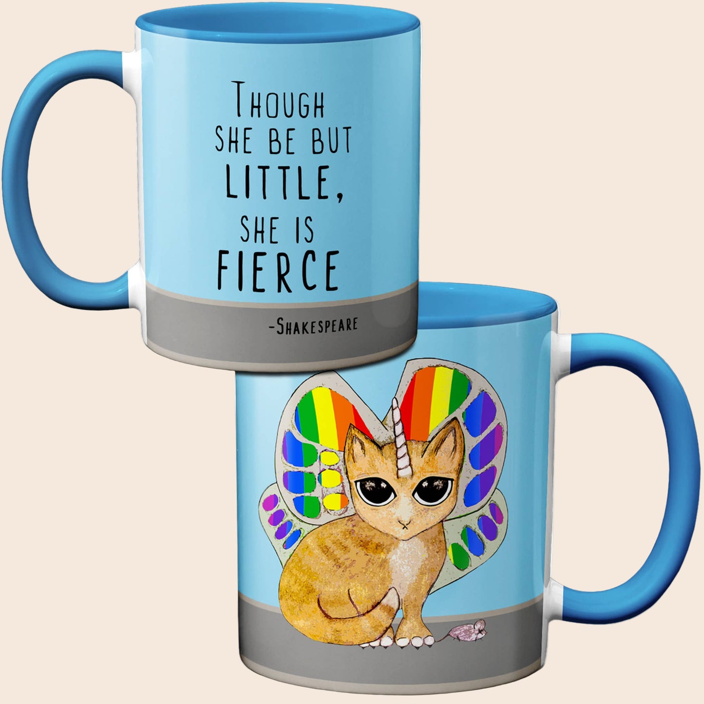 Rainbow Butterfly Unicorn Kitty Mug