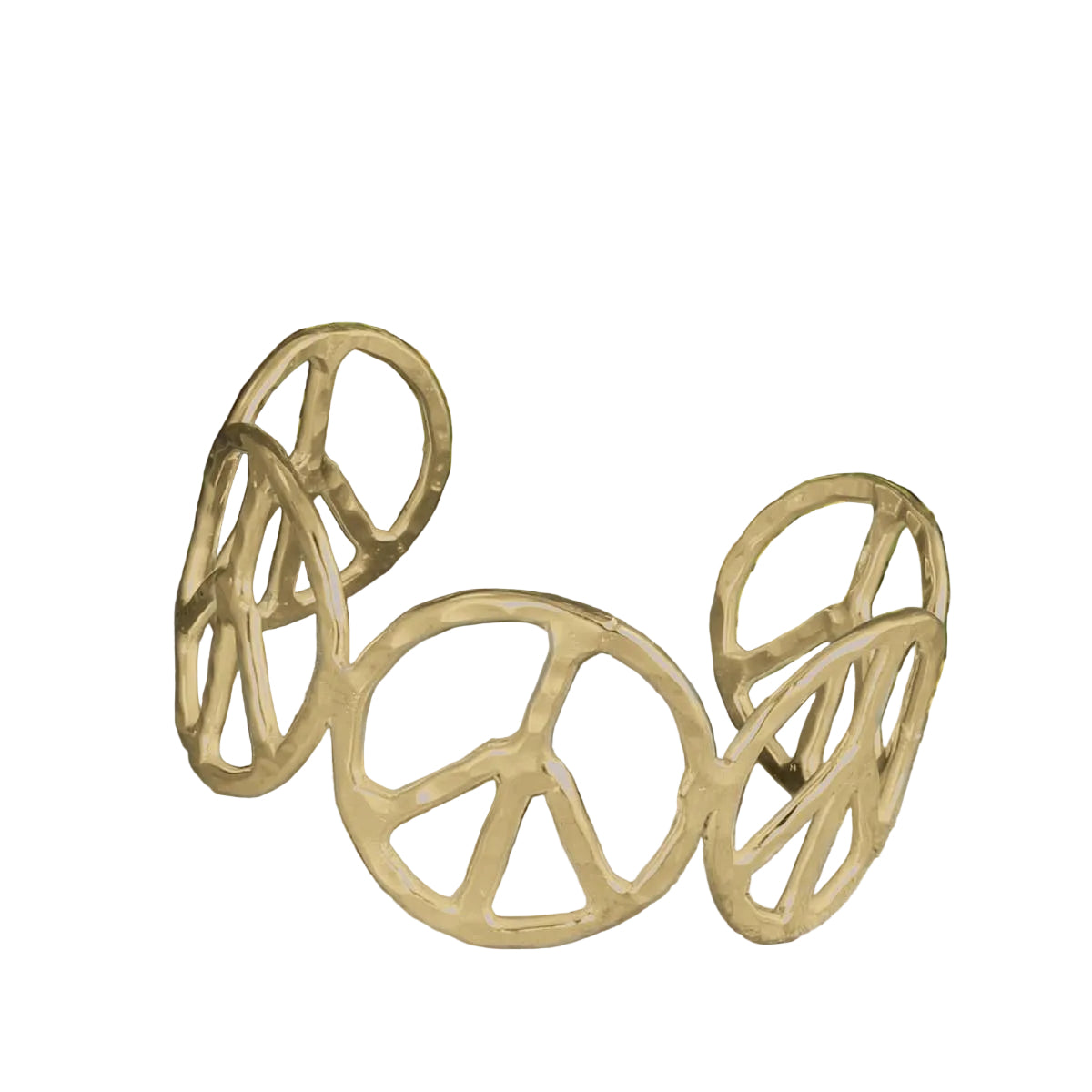 Woodstock Vibes Gold Metal Peace Sign Bracelet