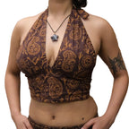 Reversible Boho Paisley Cotton Halter Bralette Top