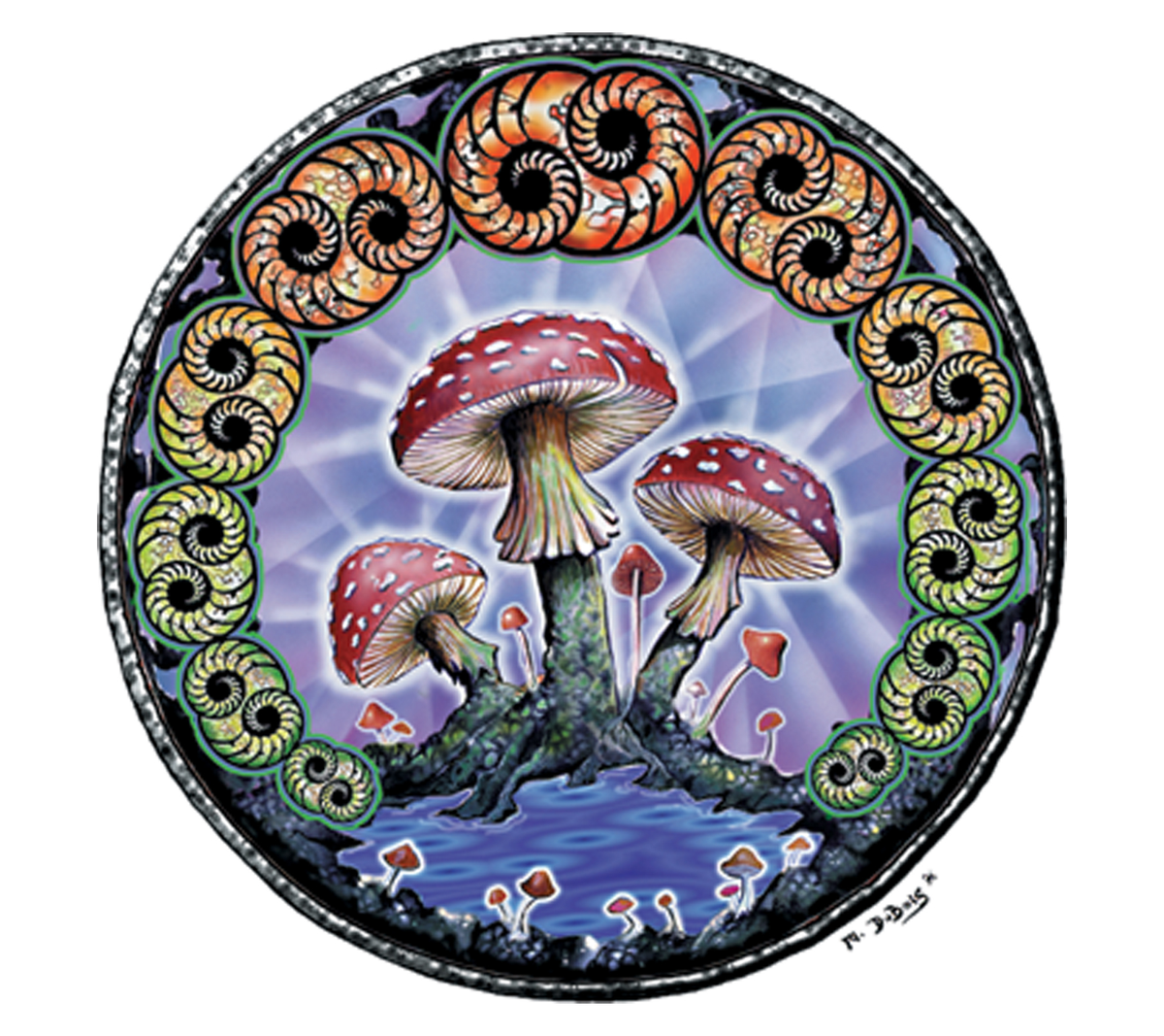 Mushrooms Circle Swirl Mandala