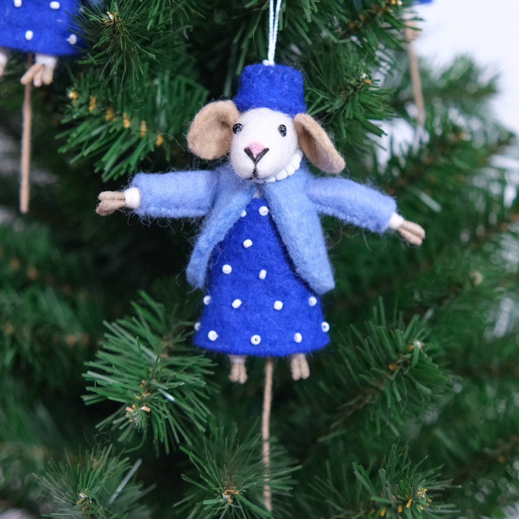 Handmade Felt Lady Mouse Ornament