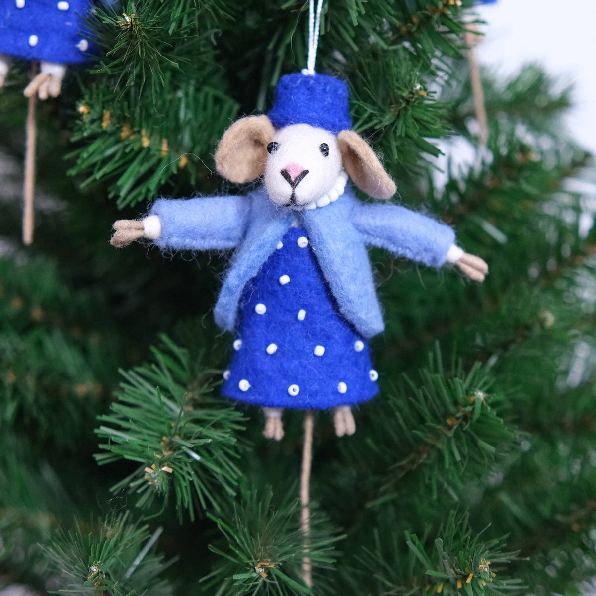 Handmade Felt Lady Mouse Ornament
