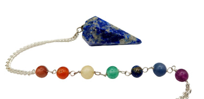 Lapis Lazulli Pendulum w/Chakra Beads-Silver Plate Chain