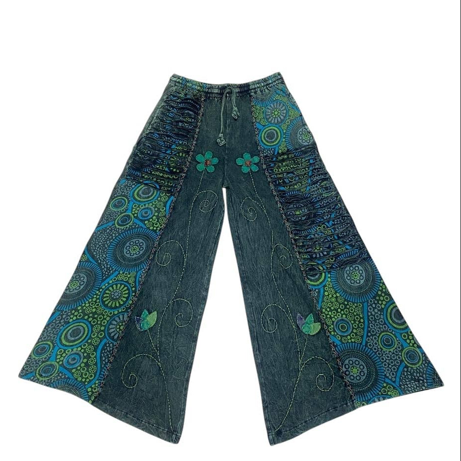 Cotton Razor Cut Crazy Artwork Palazzo Pant