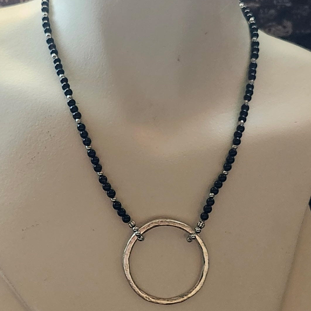 Black Onyx Large Ring Necklace