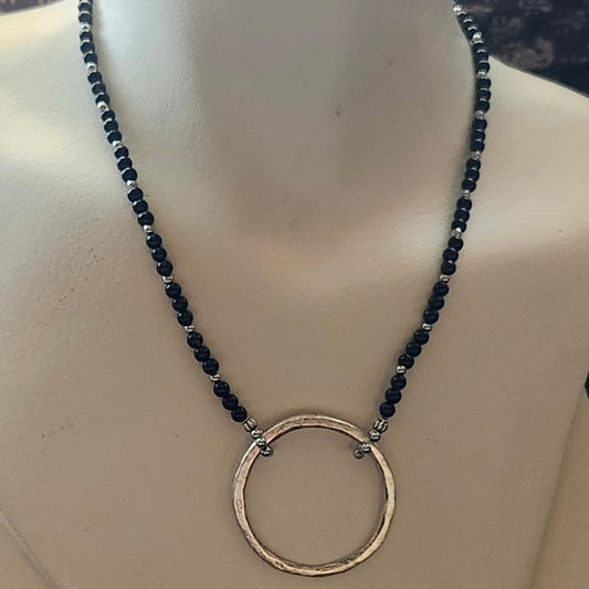 Black Onyx Large Ring Necklace