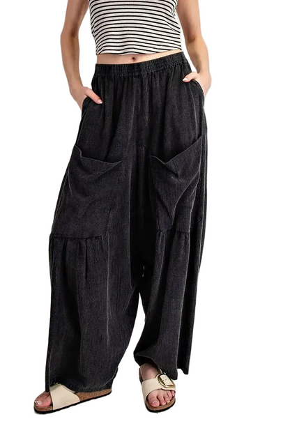 Mineral Washed Wide Leg Pants