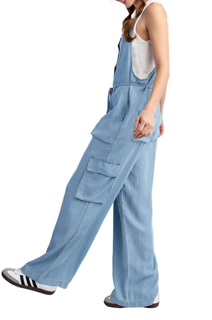 Mineral Washed Button Down Jumpsuit