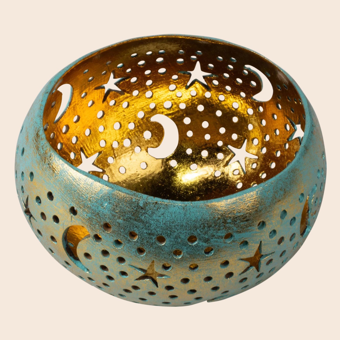 Moon and Star Coconut Shell Candle Holder