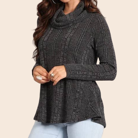 Plus-Size Ribbed Cowl Neck Top