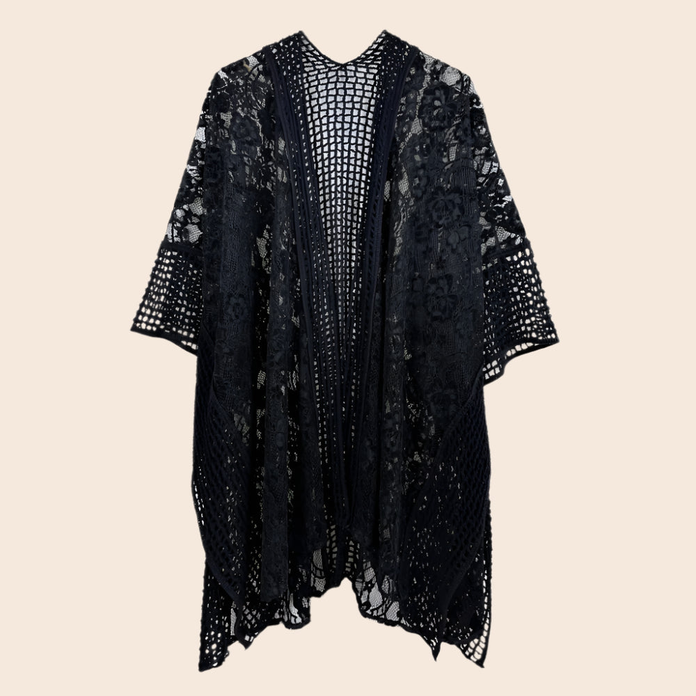 Floral Lace Knit Kimono