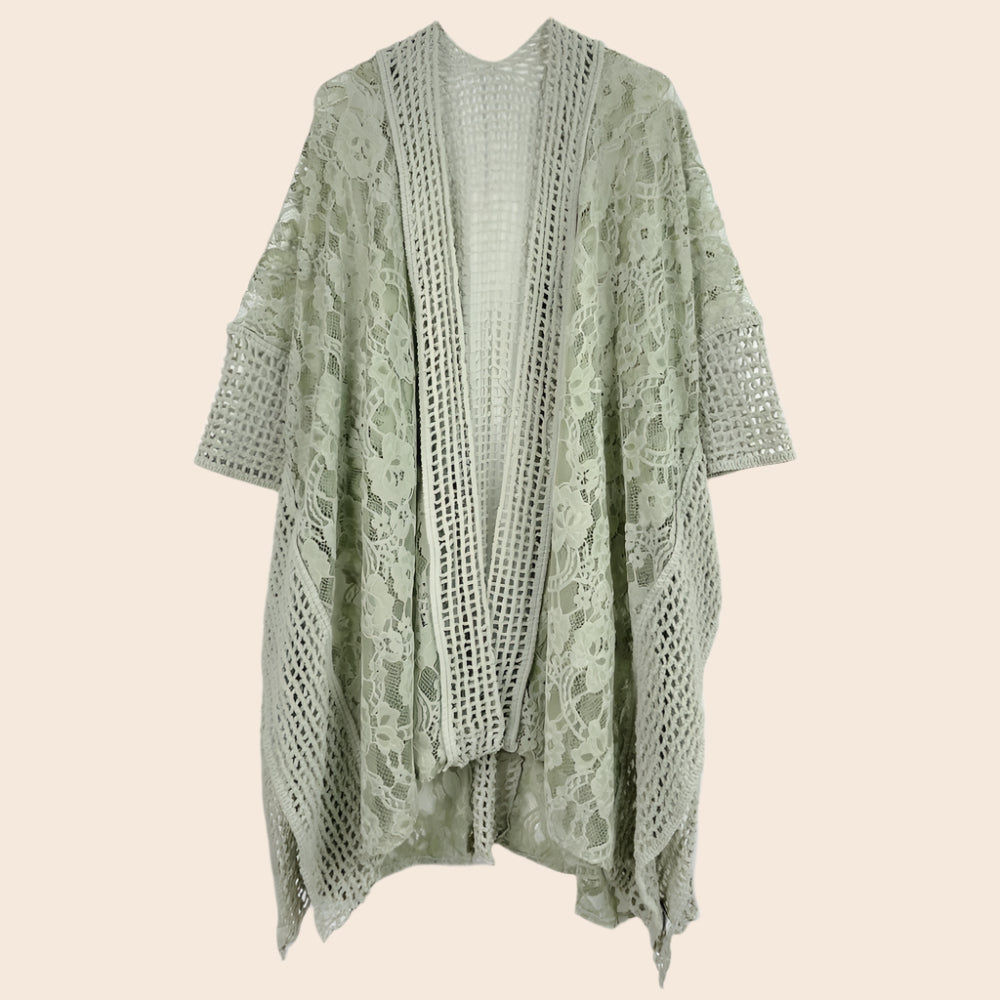 Floral Lace Knit Kimono